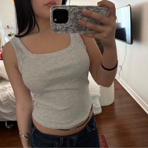 Light Gray Ribbed Tank Top